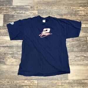 Kurt Busch #2 Blue Cotton Adult XL Nascar T-shirt / Miller Lite Blue Gildan VTG